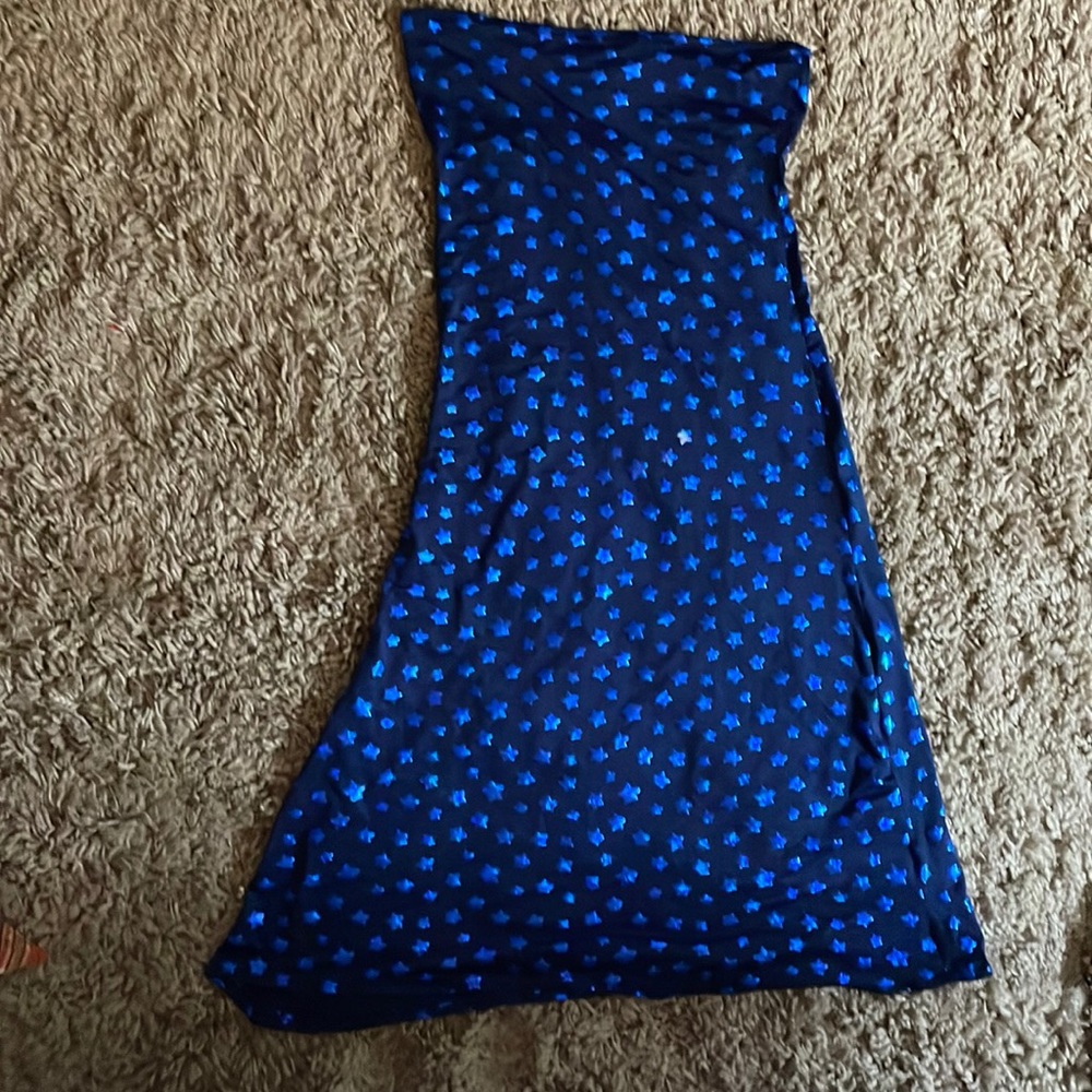 Strapless blue star dress - small